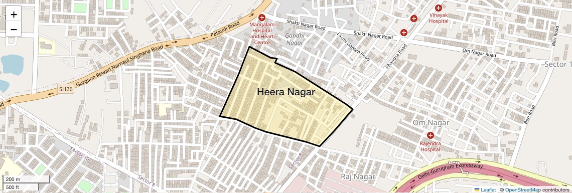 Location Map of Heera Nagar, Gurgaon