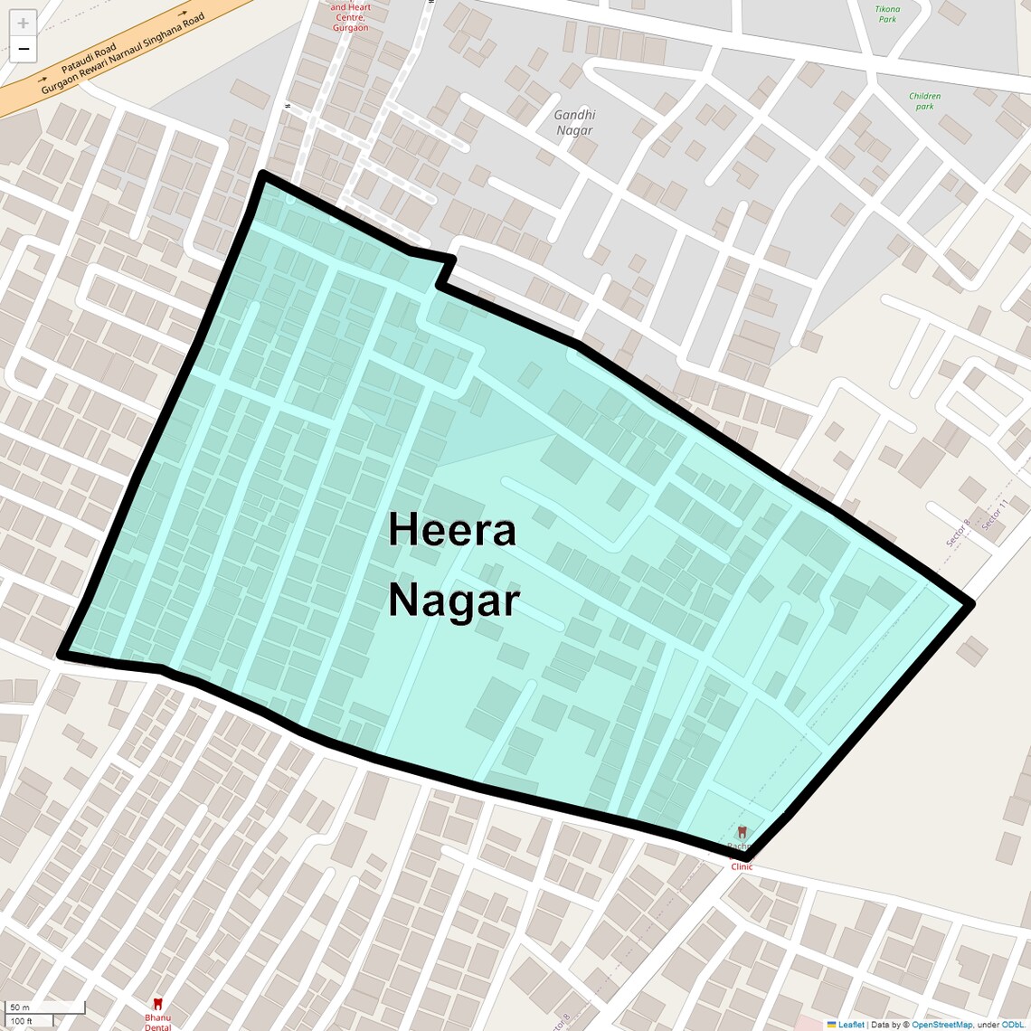 Location Map of Heera Nagar, Gurgaon