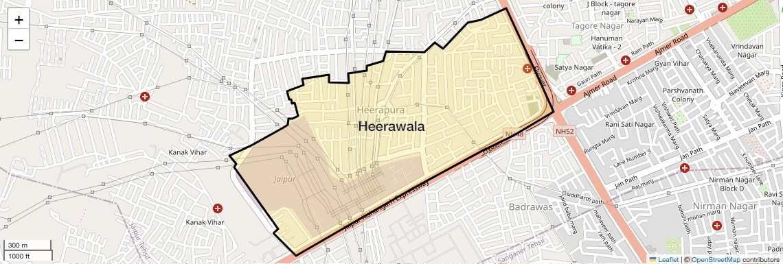 Location Map of Heerawala, Jaipur