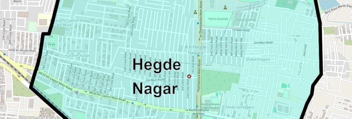 Location Map of Hegde Nagar, Bangalore