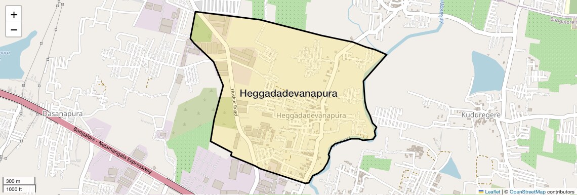 Location Map of Heggadadevanapura, Bangalore