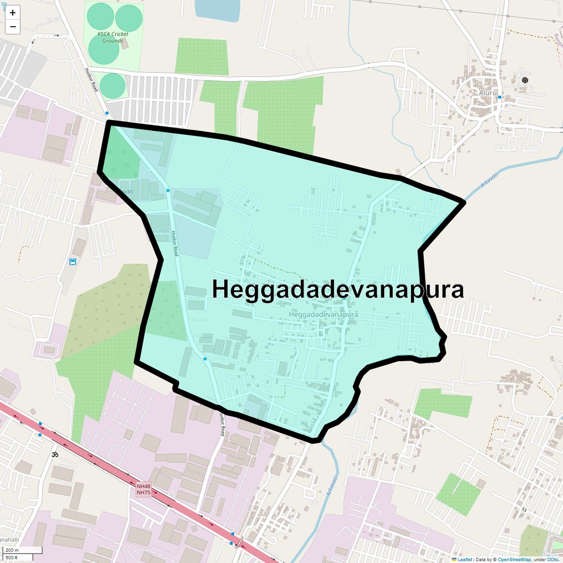 Location Map of Heggadadevanapura, Bangalore