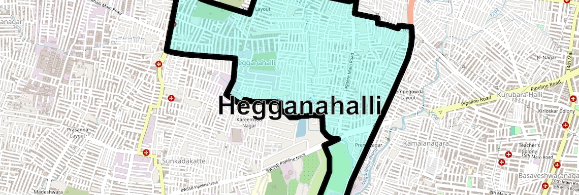 Location Map of Hegganahalli, Bangalore
