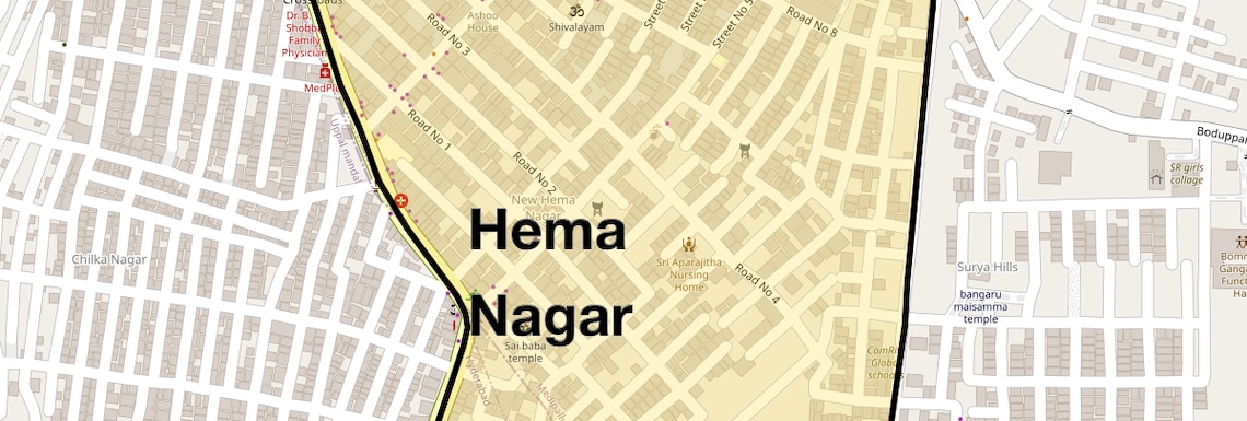 Location Map of Hema Nagar, Hyderabad