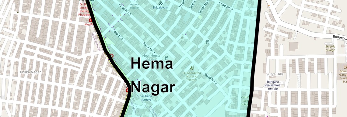 Location Map of Hema Nagar, Hyderabad