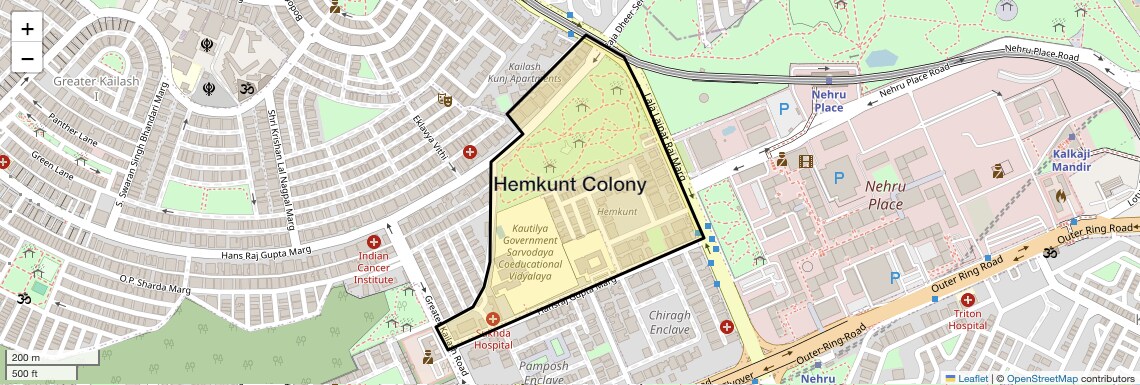 Location Map of Hemkunt Colony, Delhi