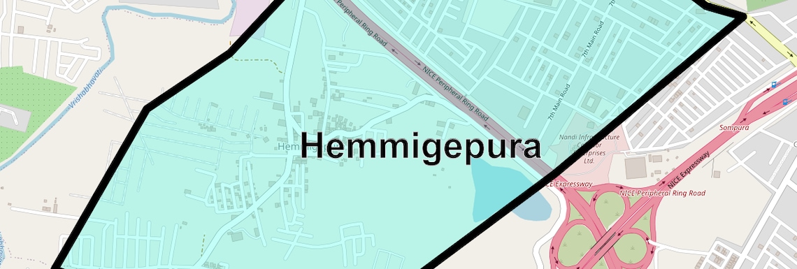 Location Map of Hemmigepura, Bangalore