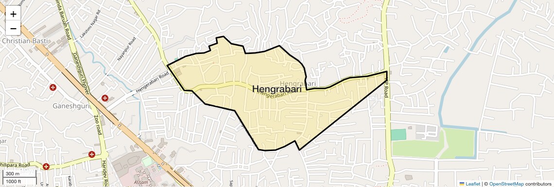 Location Map of Hengrabari, Guwahati