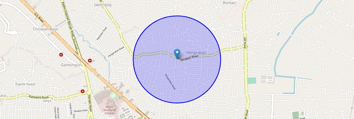 Location Map of Hengrabari, Guwahati