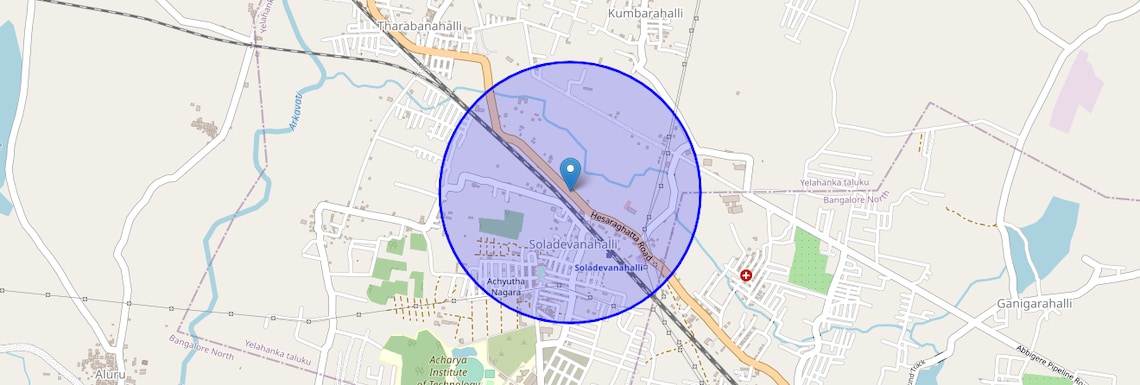 Location Map of Hessarghatta Road, Bangalore