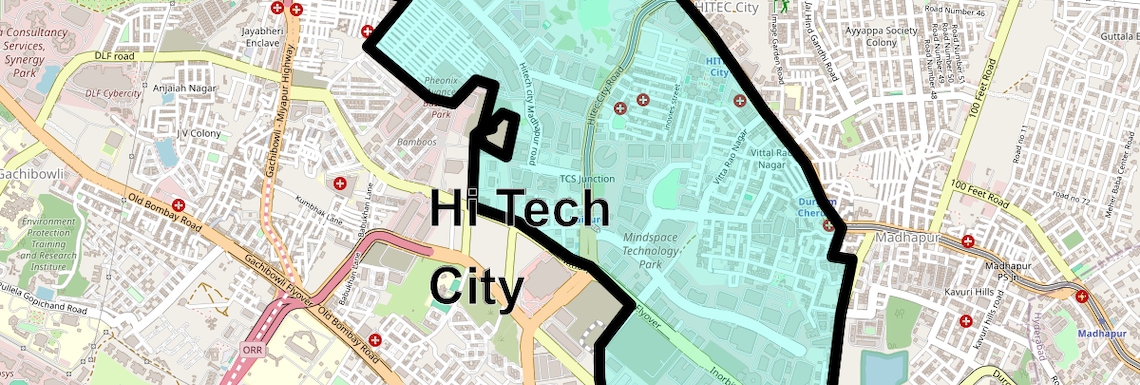 Location Map of Hi Tech City, Hyderabad