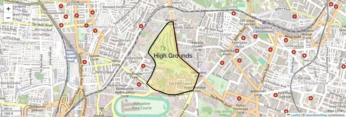 Location Map of High Grounds, Bangalore
