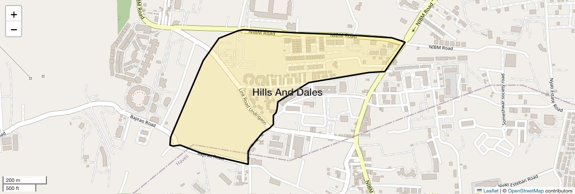 Location Map of Hills And Dales, Pune