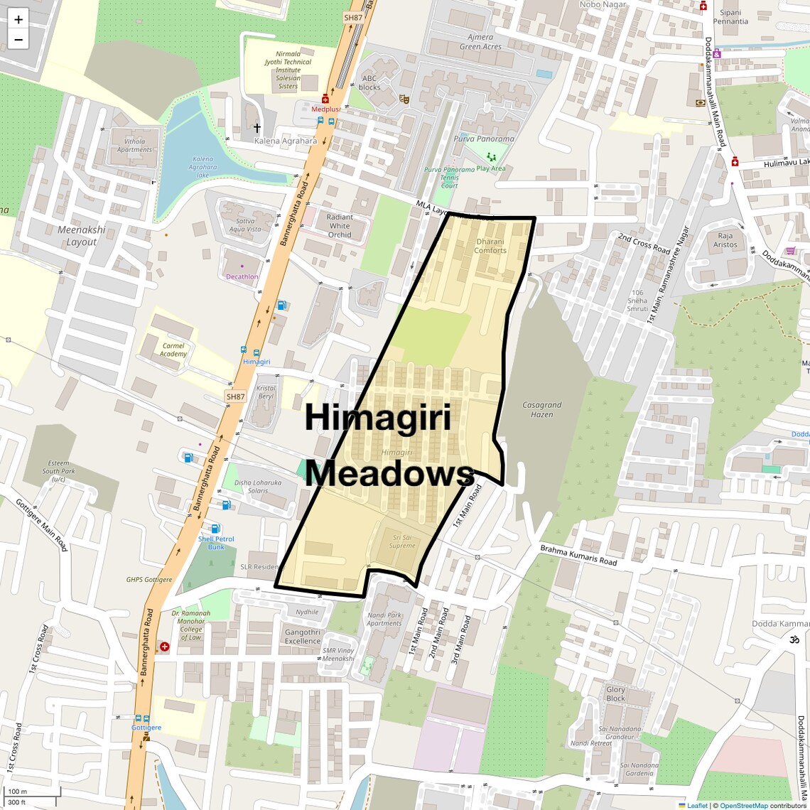 Location Map of Himagiri Meadows, Bangalore