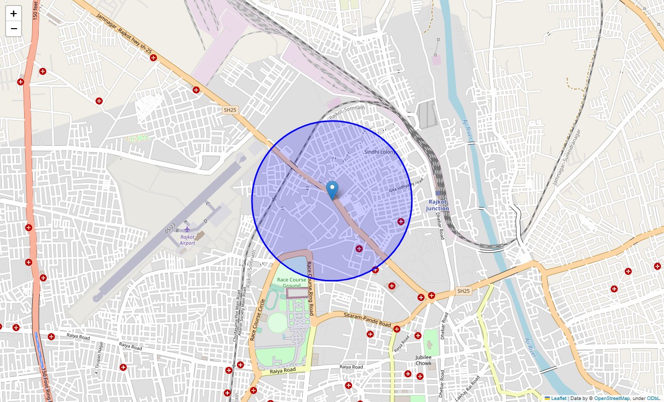 Location Map of Himatnagar, Rajkot
