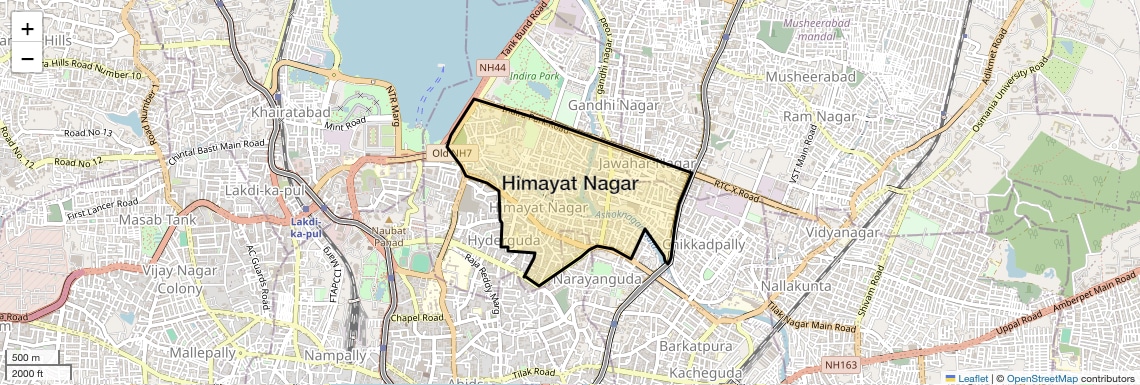 Location Map of Himayat Nagar, Hyderabad