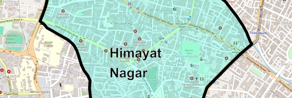 Location Map of Himayat Nagar, Hyderabad