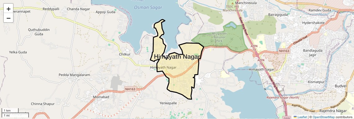 Location Map of Himayath Nagar, Hyderabad