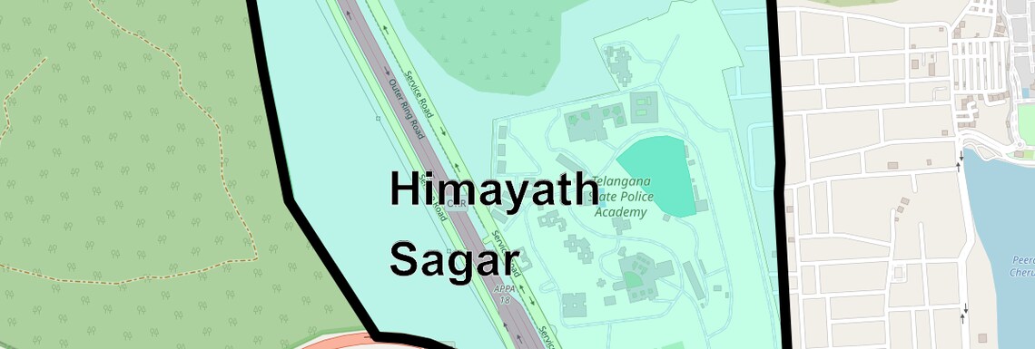 Location Map of Himayath Sagar, Hyderabad