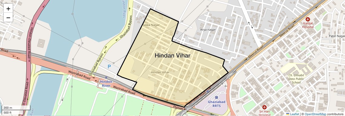 Location Map of Hindan Vihar, Ghaziabad