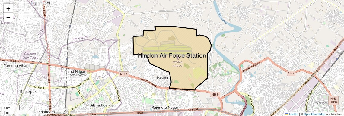 Location Map of Hindon Air Force Station, Ghaziabad