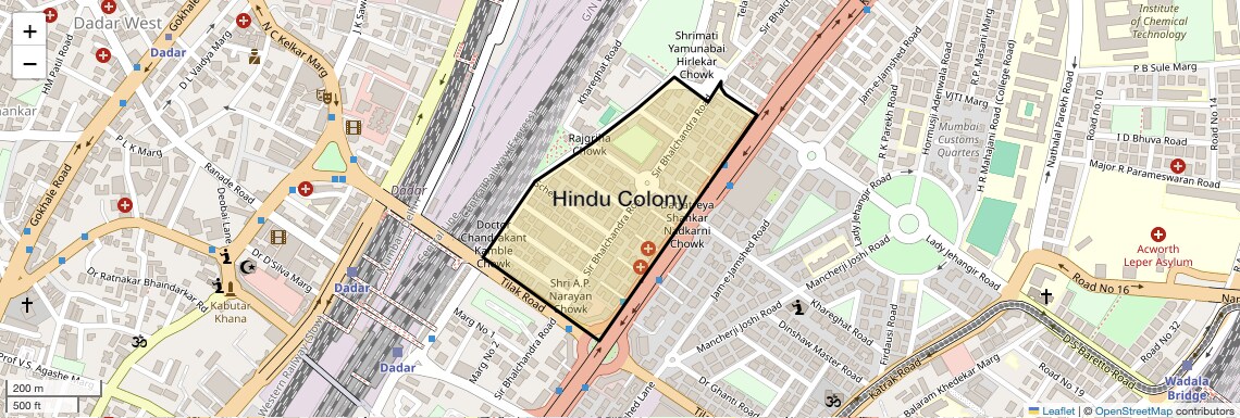 Location Map of Hindu Colony, Mumbai