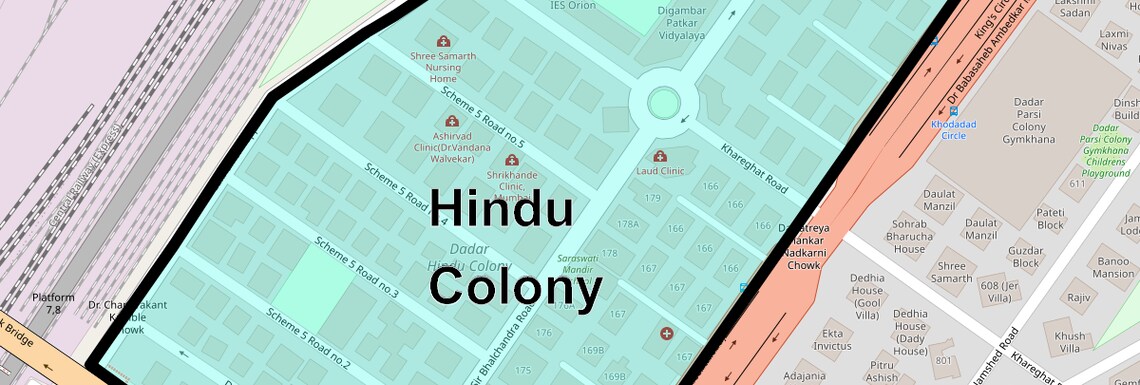 Location Map of Hindu Colony, Mumbai
