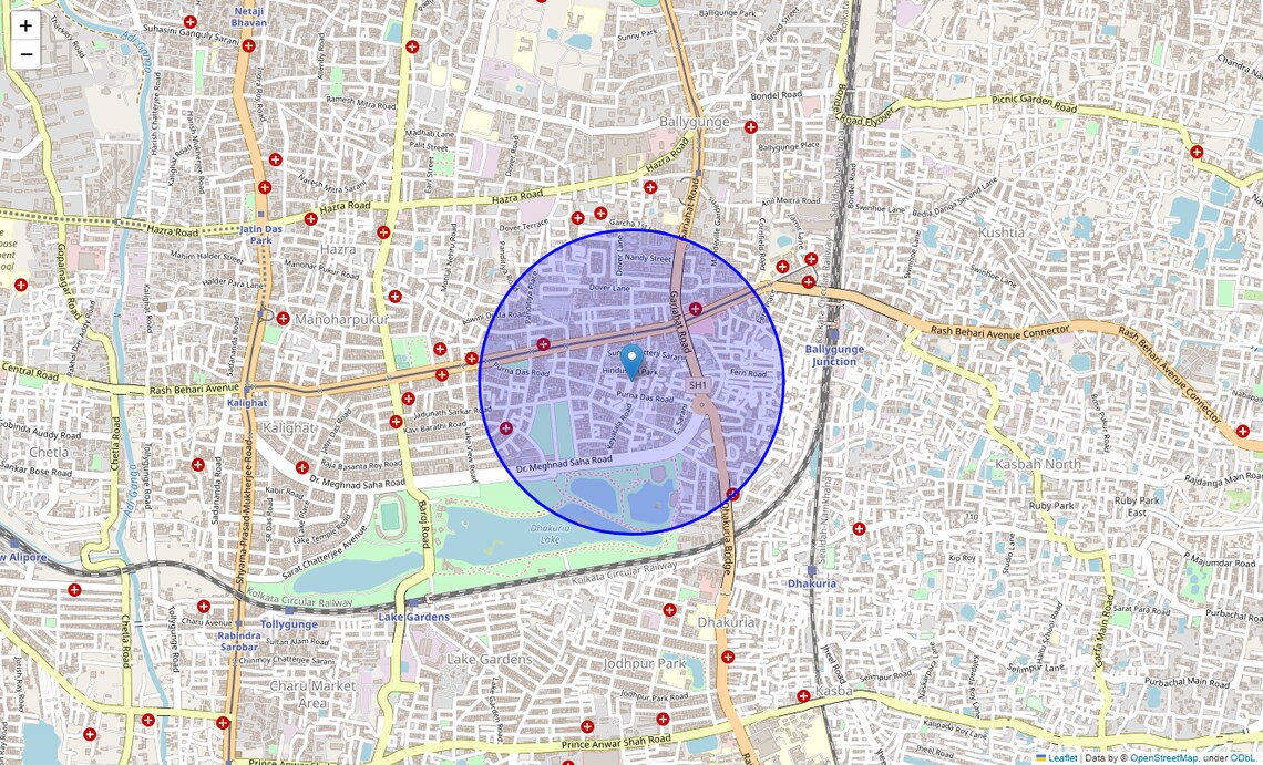Location Map of Hindustan Park, Kolkata