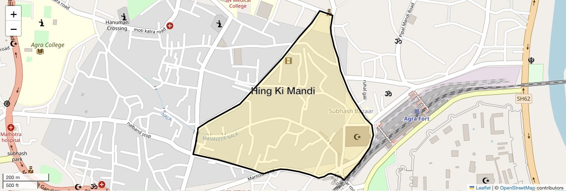 Location Map of Hing ki Mandi, Agra
