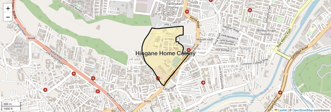 Location Map of Hingane Home Colony, Pune
