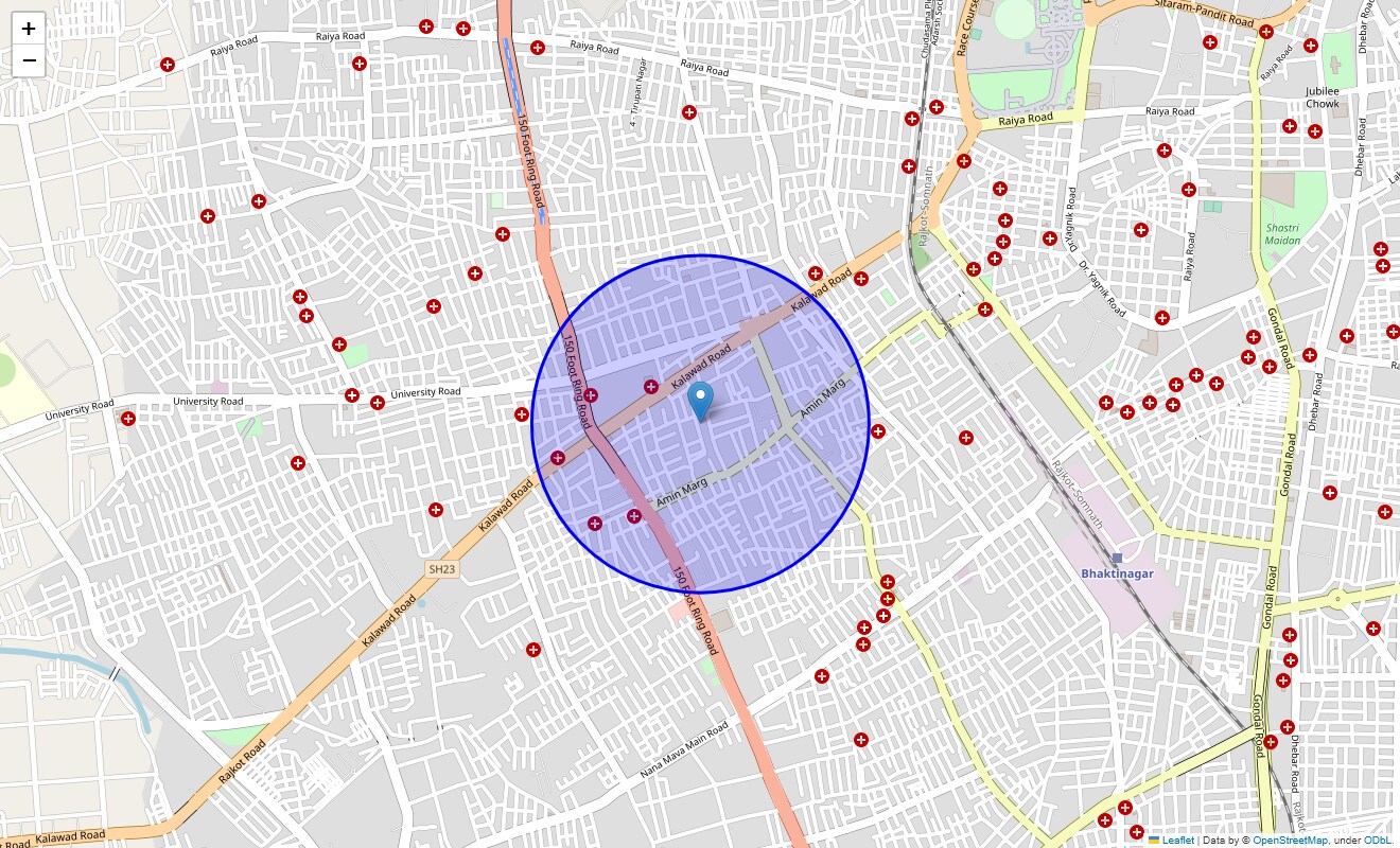 Location Map of Hinglaj Nagar, Rajkot