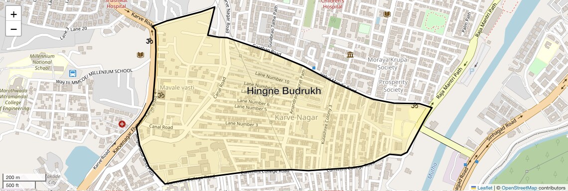 Location Map of Hingne Budrukh, Pune