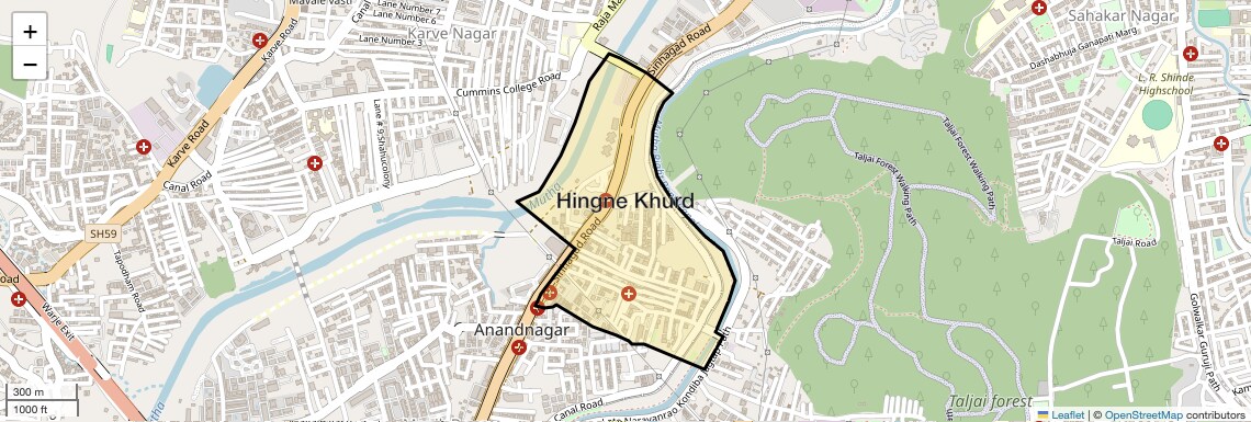 Location Map of Hingne Khurd, Pune