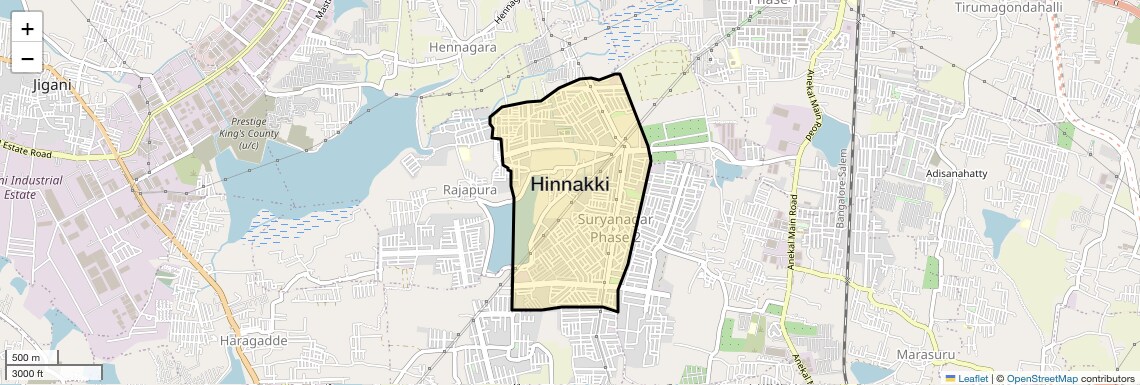 Location Map of Hinnakki, Bangalore