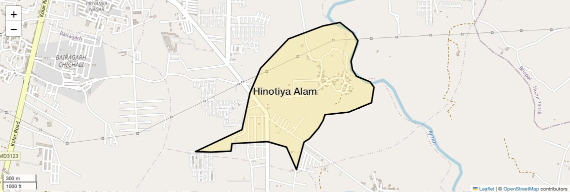 Location Map of Hinotiya Alam, Bhopal