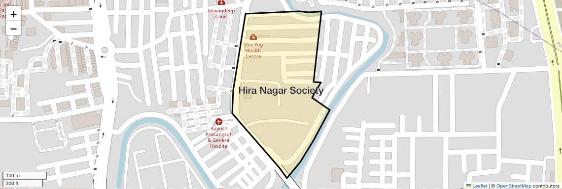 Location Map of Hira Nagar Society, Surat