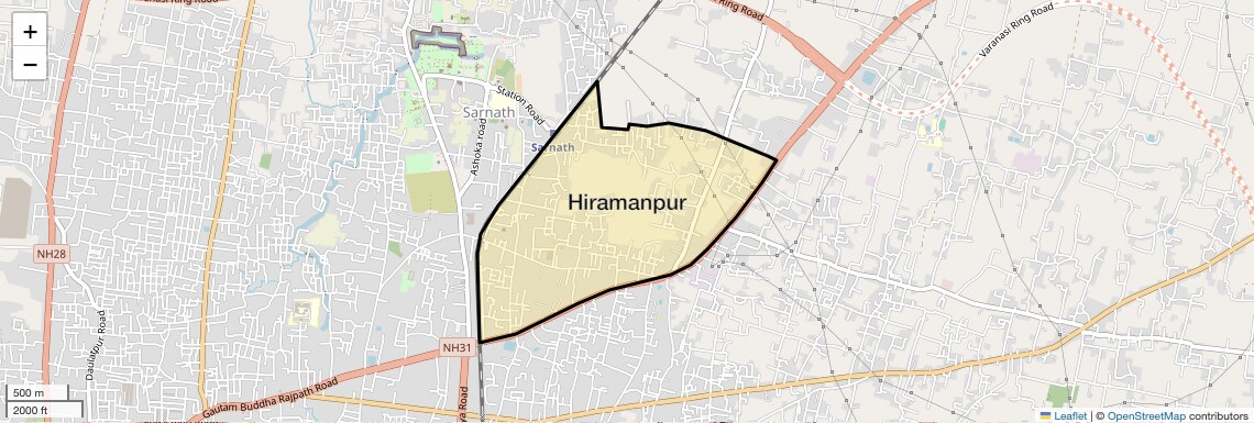 Location Map of Hiramanpur, Varanasi