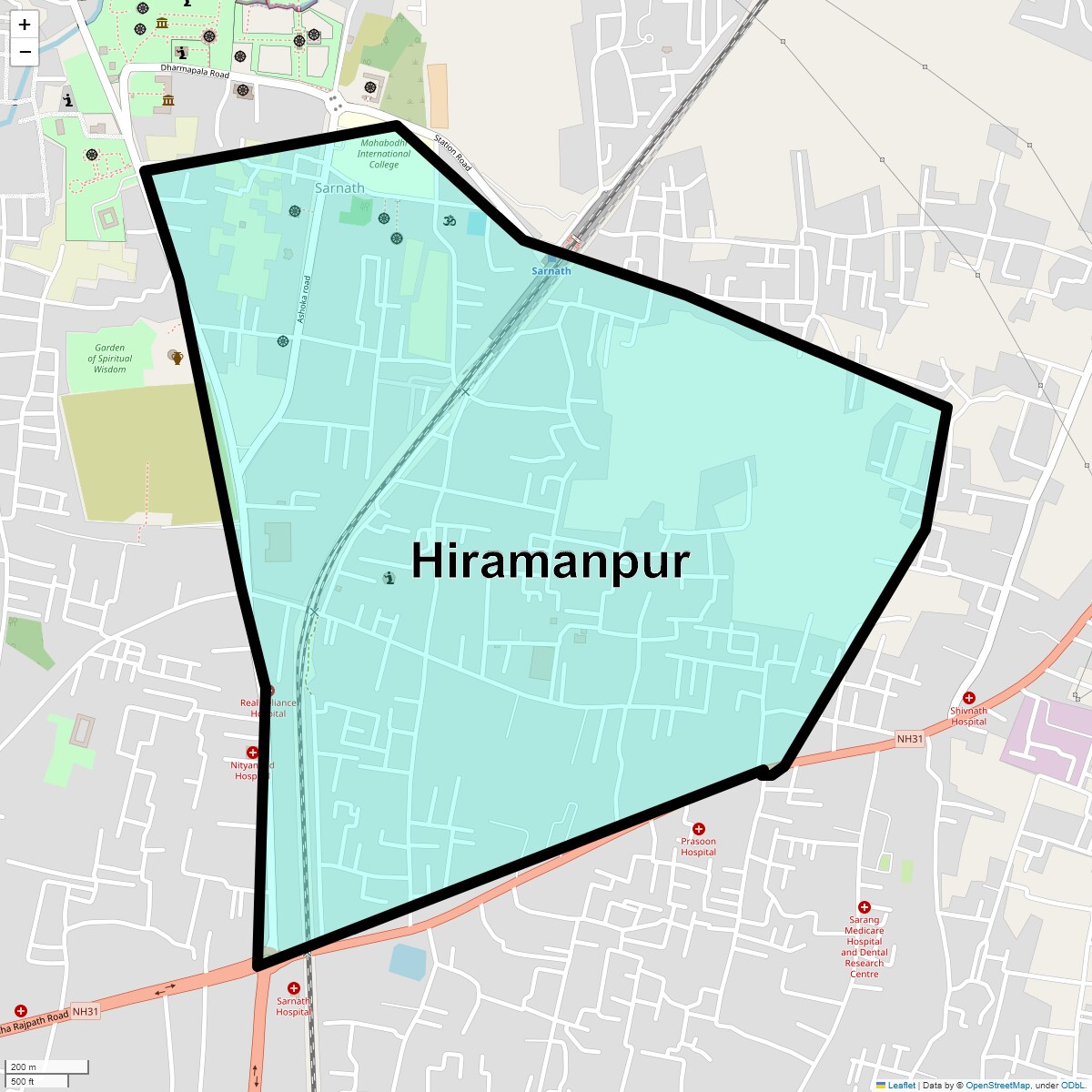 Location Map of Hiramanpur, Varanasi