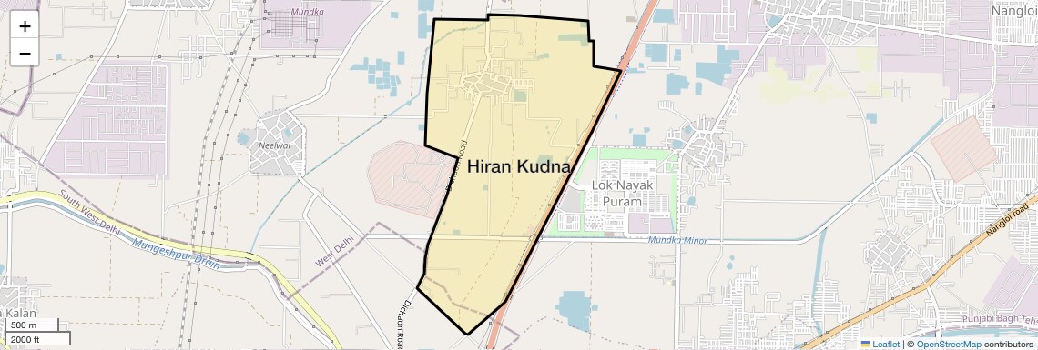 Location Map of Hiran Kudna, Delhi