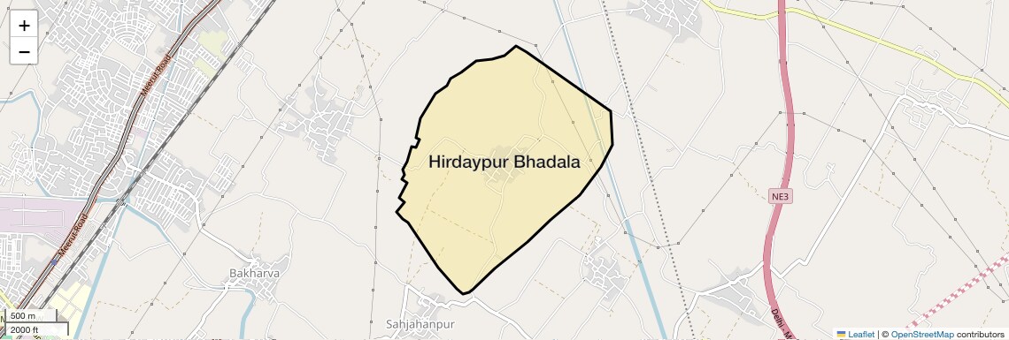 Location Map of Hirdaypur Bhadala, Ghaziabad