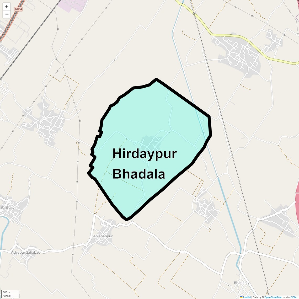 Location Map of Hirdaypur Bhadala, Ghaziabad