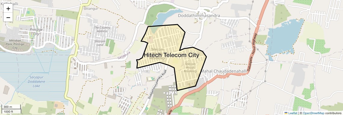 Location Map of Hitech Telecom City, Bangalore