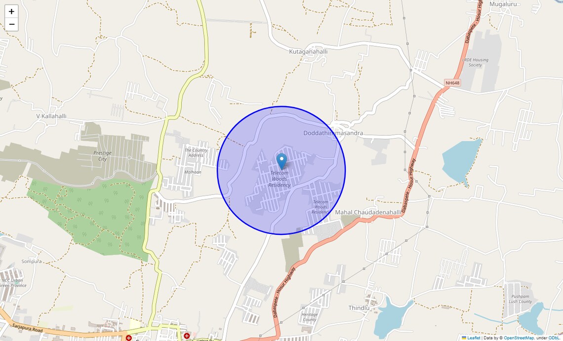 Location Map of Hitech Telecom City, Bangalore