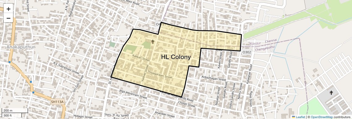 Location Map of HL Colony, Chennai
