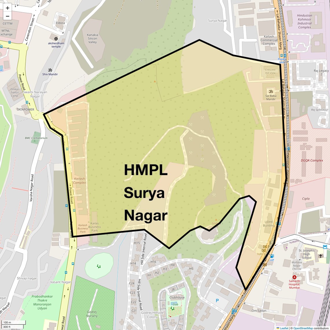 Location Map of Hmpl Surya Nagar, Mumbai