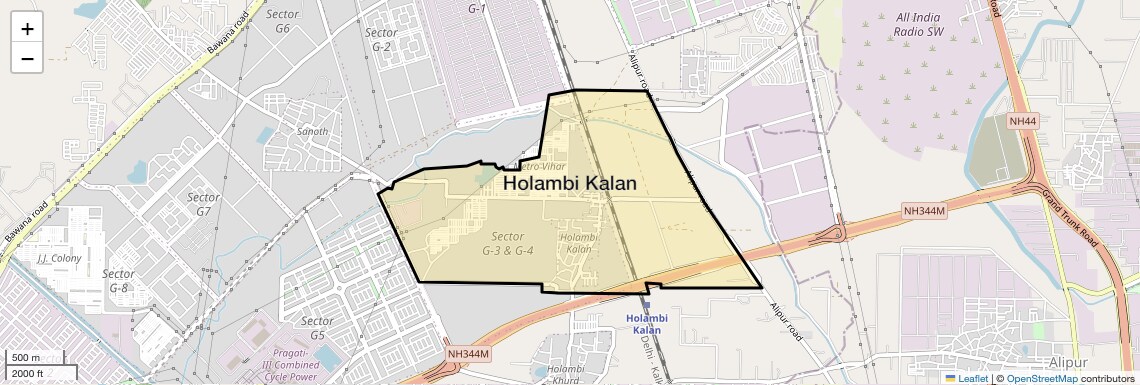 Location Map of Holambi Kalan, Delhi