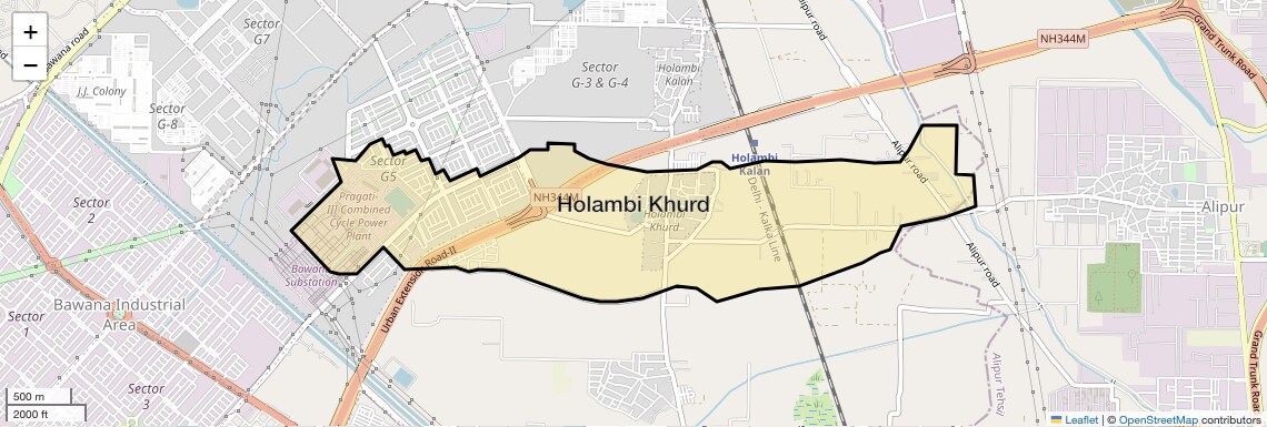 Location Map of Holambi Khurd, Delhi