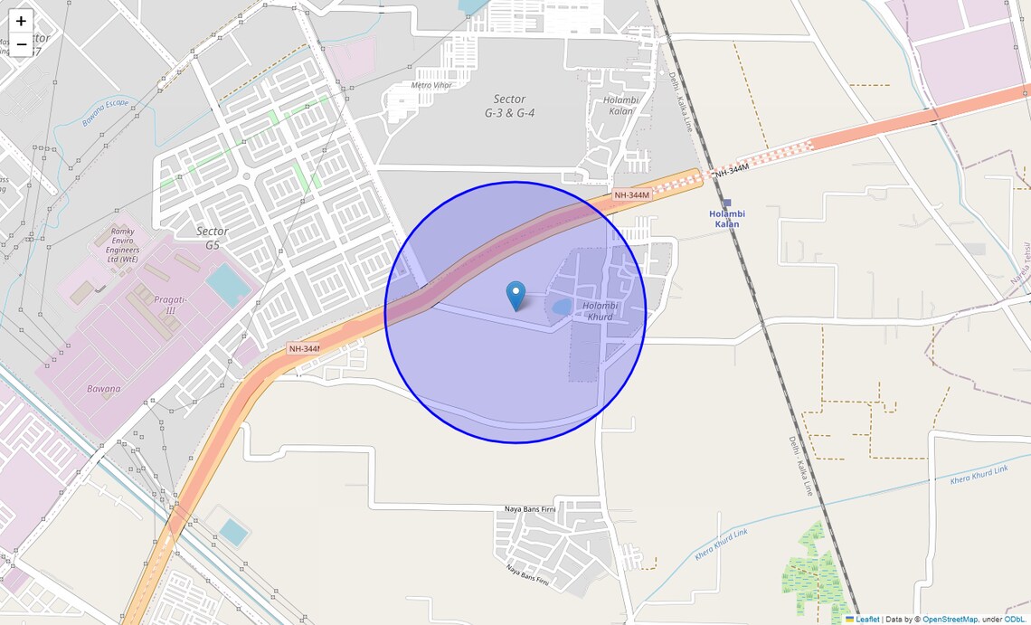 Location Map of Holambi Khurd, Delhi
