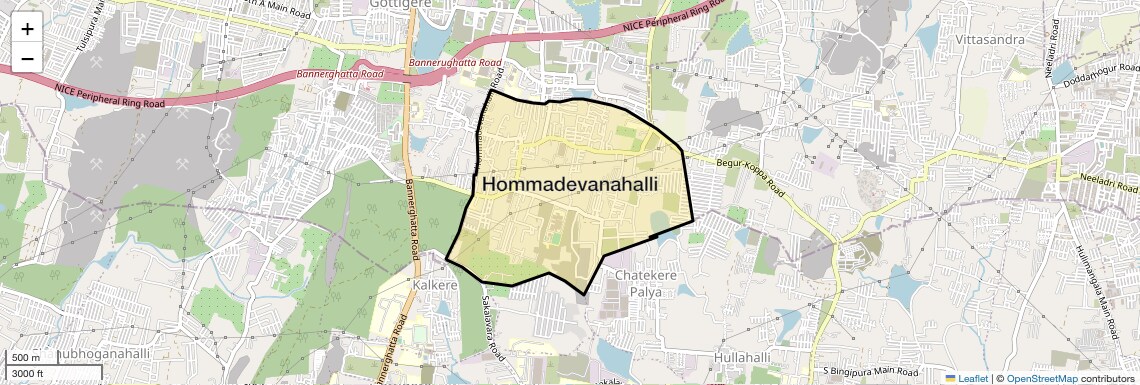 Location Map of Hommadevanahalli, Bangalore