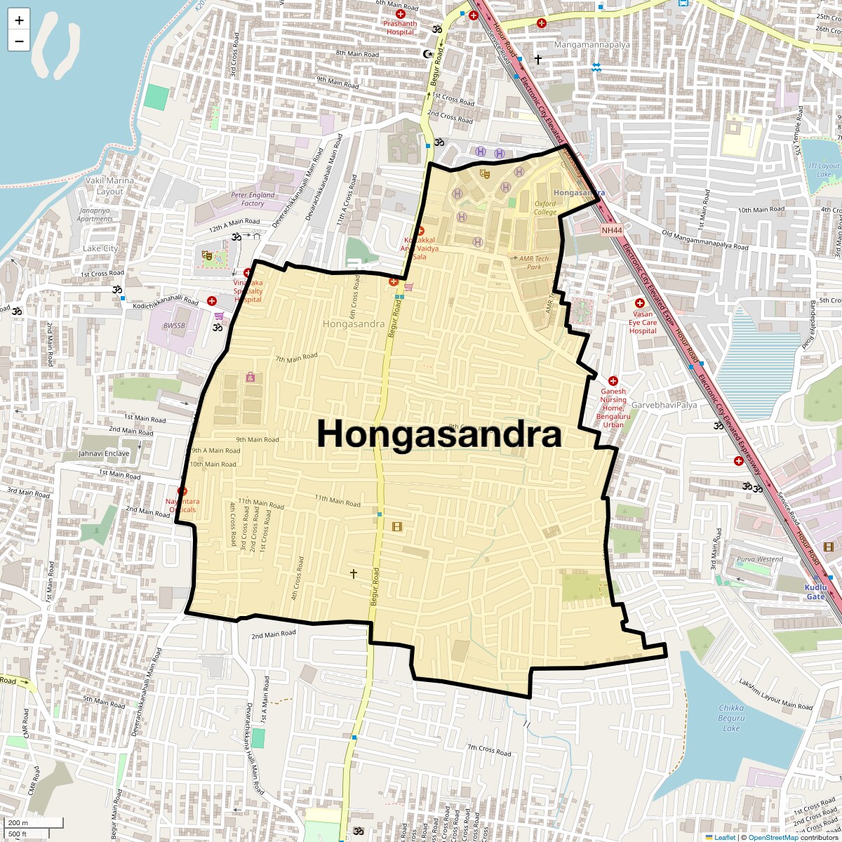 Location Map of Hongasandra, Bangalore